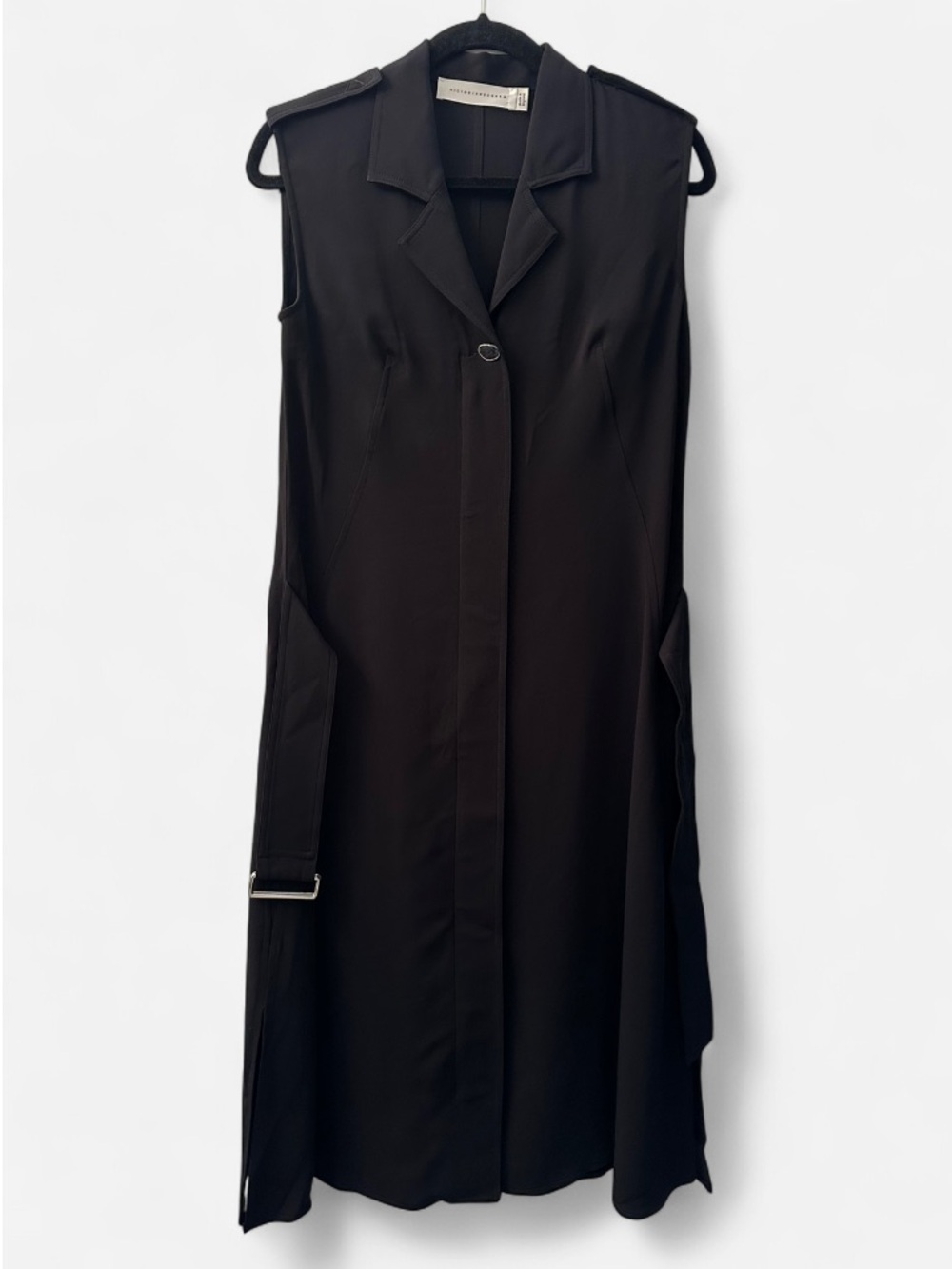 Victoria Beckham Black Sleeveless Trench Midi Dress UK10/ US6